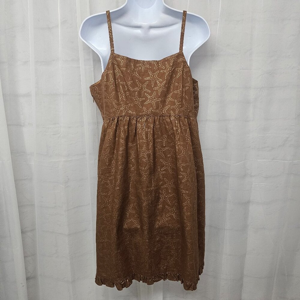 Vineyard Vines Dress Y2K Brown Starfish Beach Resort Preppy Linen Blend 10 - Picture 6 of 12
